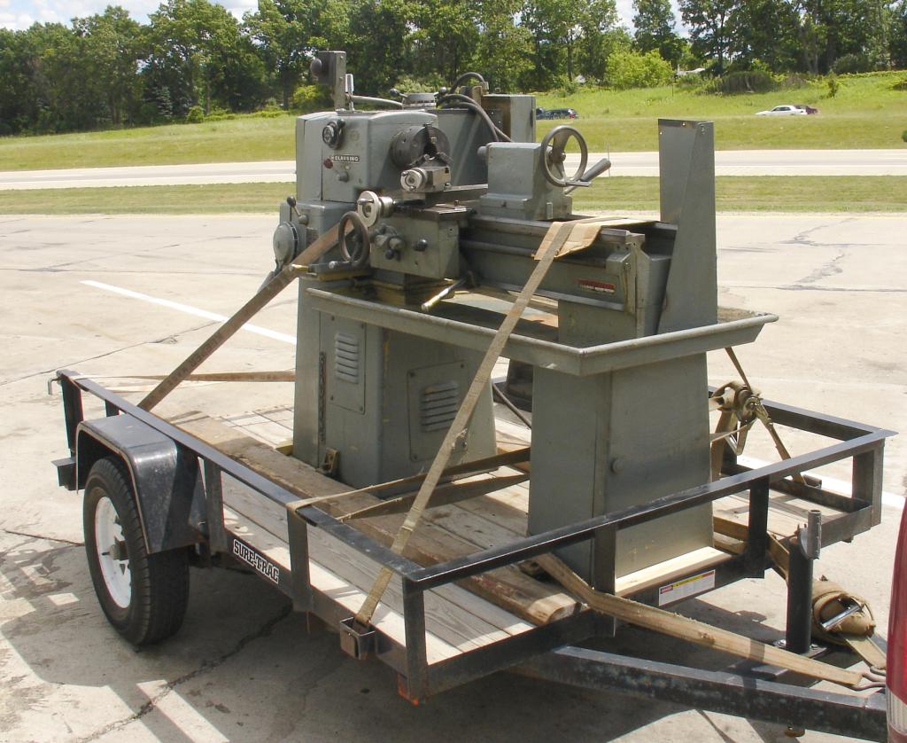 Lathe on trailer